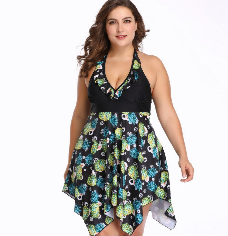 Plus Fat Plus Size Swimsuit European And American Belly Pure