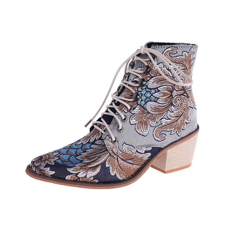 Plus size pointed toe thick heel women's shoes