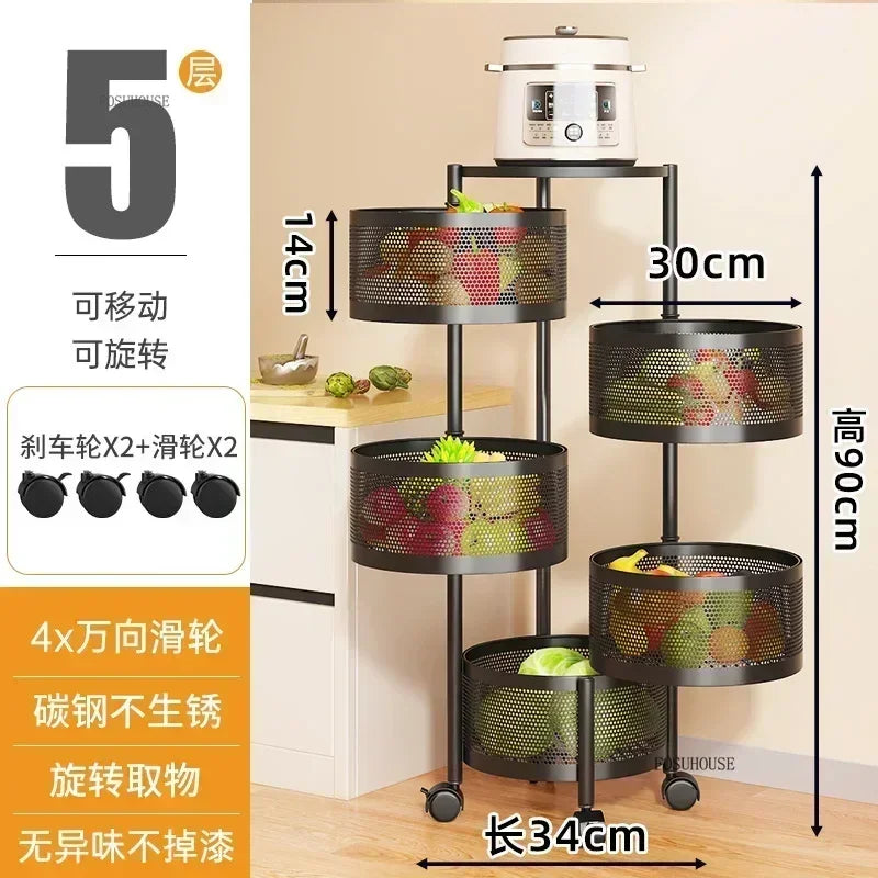 Rolling Kitchen Storage Cart with Wheels — Multi-Tier Organizer for Kitchen, Bathroom & Office