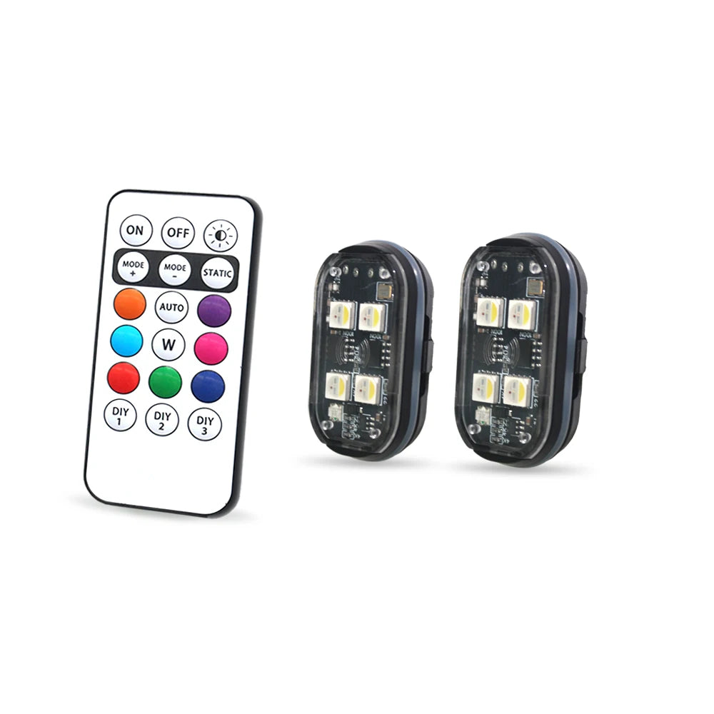 Wireless RGB LED Strobe Lights for Car — Rechargeable 8-Color Atmosphere & Warning Light