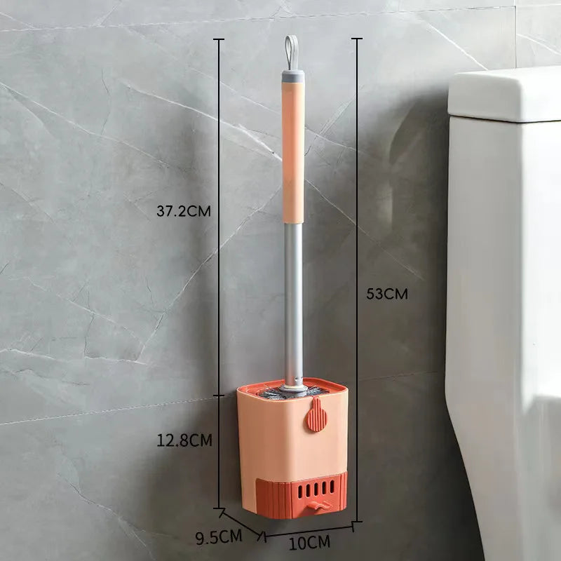 Toilet Brush Set With Holder, Wall Mounted Long Handle Toilet Brush Flexible Toilet Brush Bathroom Brush Cleaning Tools