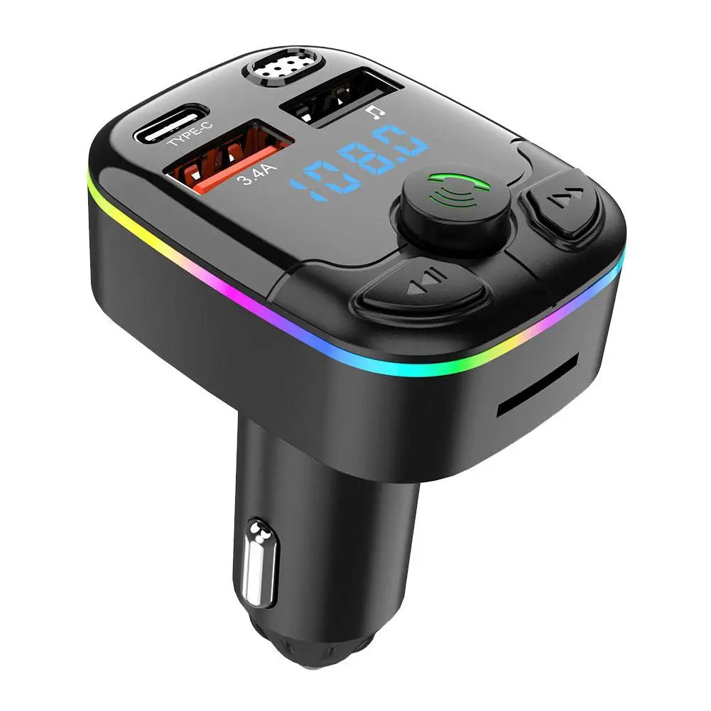 Bluetooth 5.0 Car FM Transmitter with USB & Type-C