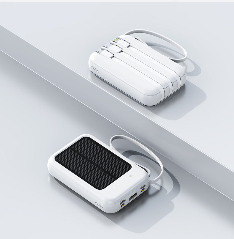 Solar Charging Unit With Cable Camping Portable Large Capacity Mobile Power Supply