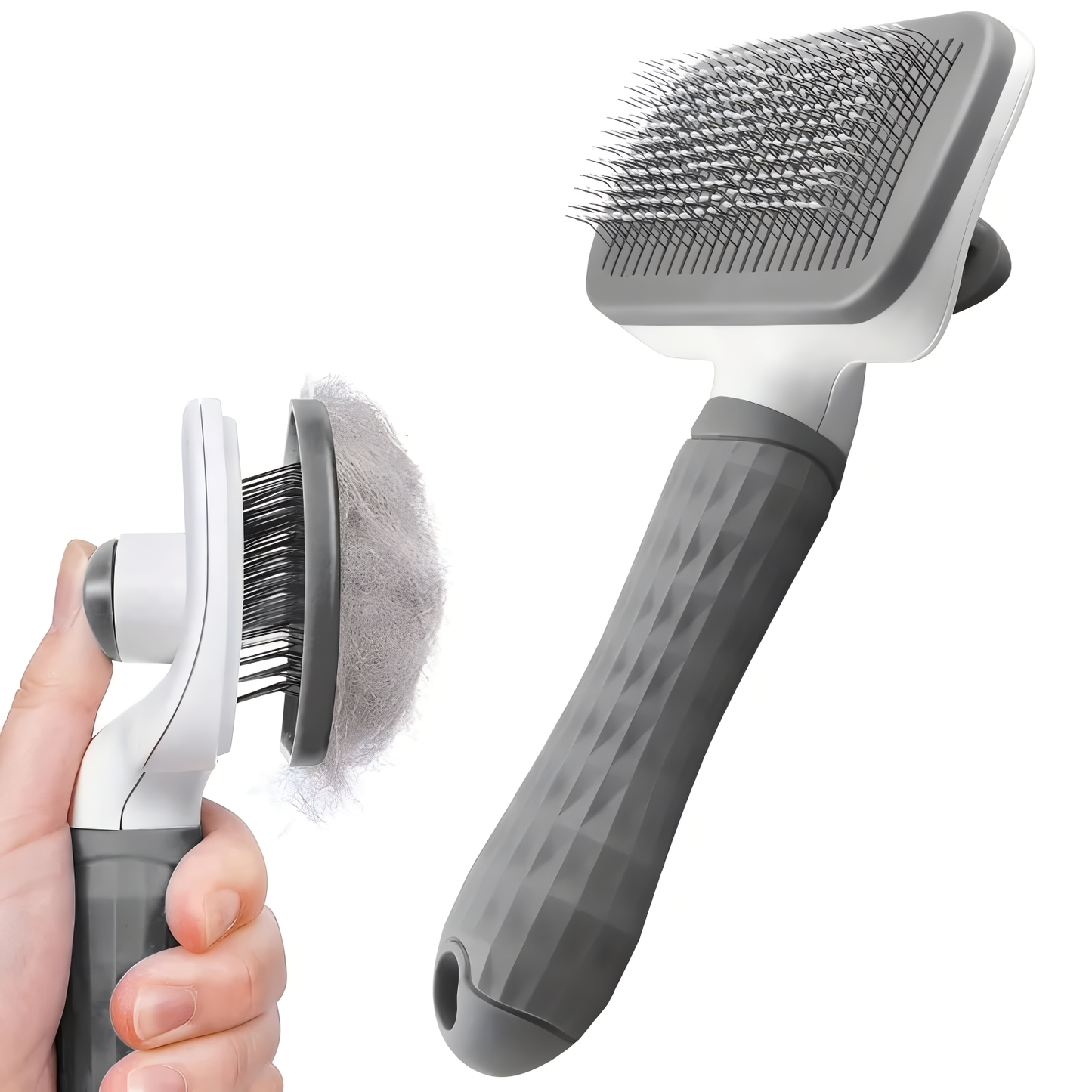 Self-Cleaning Pet Grooming Brush — Dog & Cat Slicker Comb with Gentle Round Tips