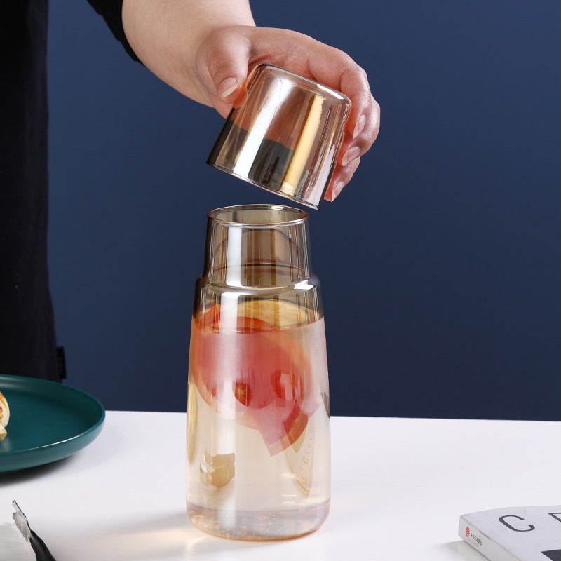 Glass Large Capacity Electroplating Cold Water Bottle Set