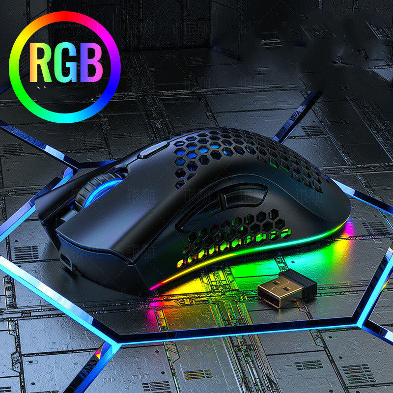 BLACK Silent Wireless Rechargeable Hole Gaming Mouse