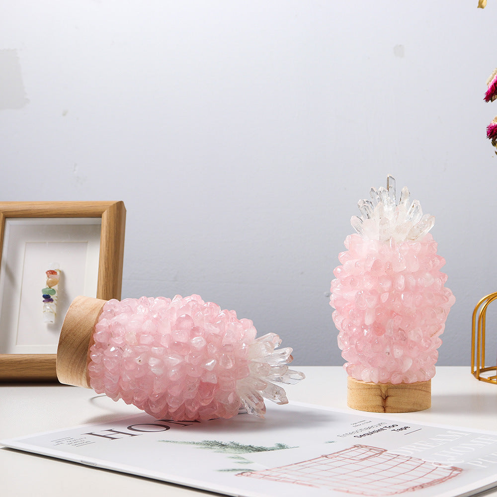 Natural Powder Crystal Crushed Stone Pineapple Night Light