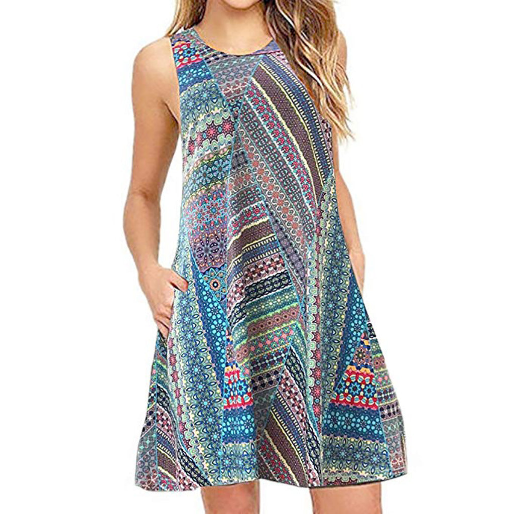 Sleeveless Relaxed Casual Back Zipper T-shirt Dress