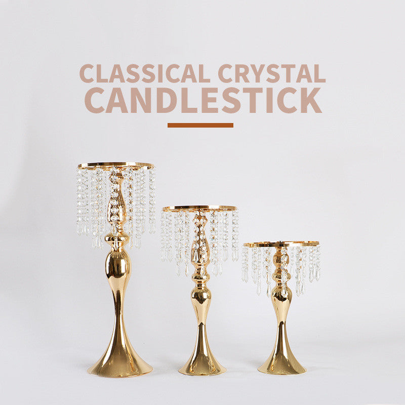 Crystal Candle Holder Handicraft Table Flower Decoration Photo Zone Sign-in Table Decoration