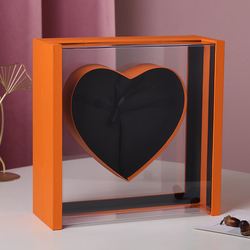 Transparent Acrylic Angel Heart Love Flower Gift Box