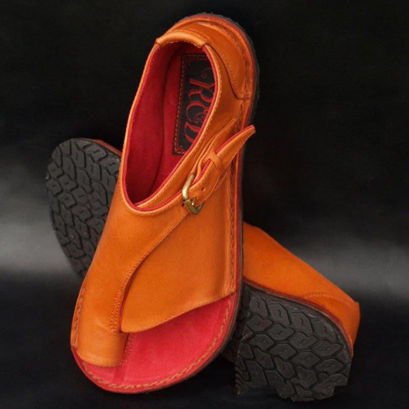 Women's plus size sandals with round buckle