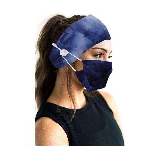 Button headband mask headscarf hair accessory 2-piece set