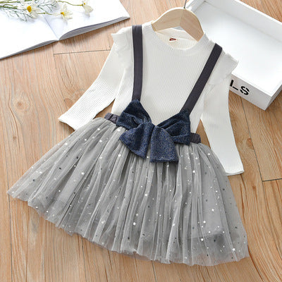 Little Girl Korean Style Western Fashionable Net Red Two-Piece Suit