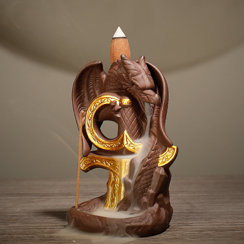 Cross-Border Explosive Style Purple Sand Nordic Wind Pterodactyl Reflow Incense Burner Creative Ornamental Sandalwood Incense Burner Smoke Back Aroma Diffuser