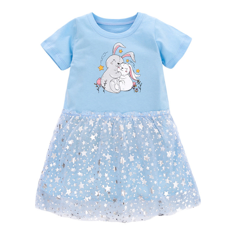Children'S Dress European And American Children'S Summer New Girl'S Dress Cotton Short Sleeve Children'S Skirt