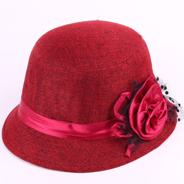 Middle-aged And Elderly Ladies Hats Hemp Bowl Hat