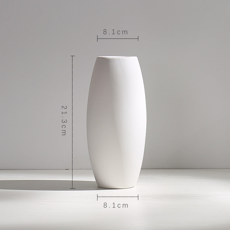 Wind Ceramic Dried Flower Vase Small  Flower Flower Arrangement White Desktop Living Room Home Decoration Ornaments
