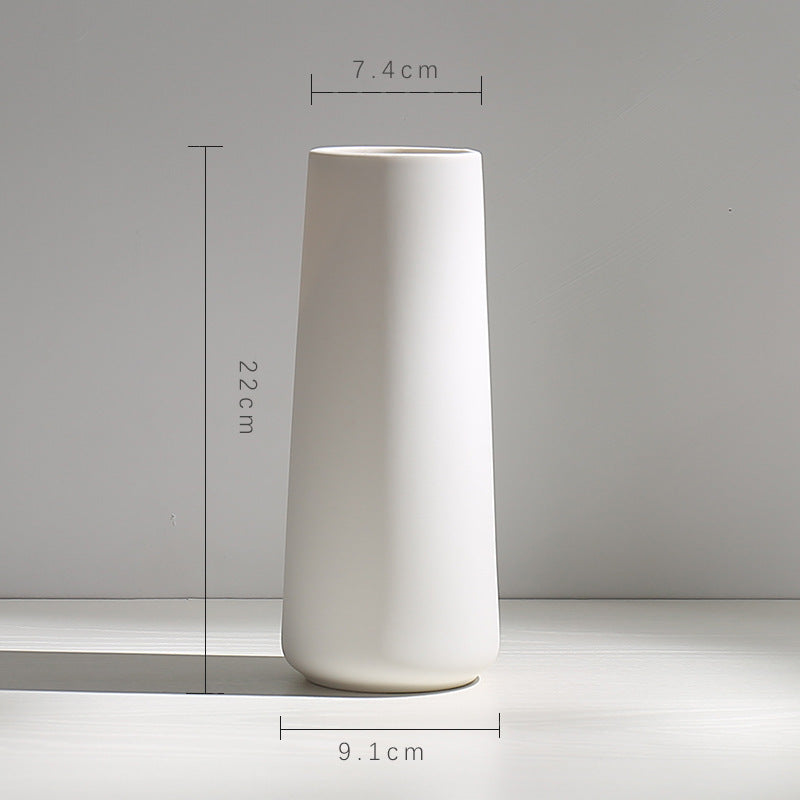 Wind Ceramic Dried Flower Vase Small  Flower Flower Arrangement White Desktop Living Room Home Decoration Ornaments