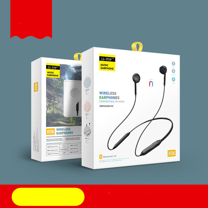 Hanging Neck Bluetooth Headset Binaural Sports Running Mobile Phone Wireless