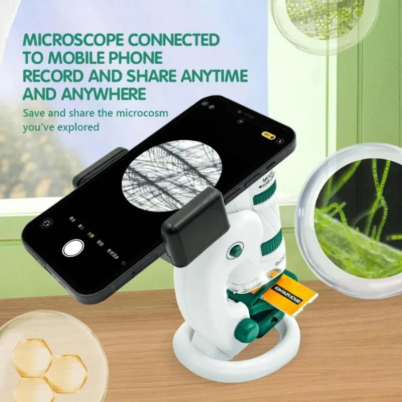 Kid Science Experiment Pocket Microscope Toy Kit 60-120x Educational Mini Handheld Microscope With Light Children Toys Gift