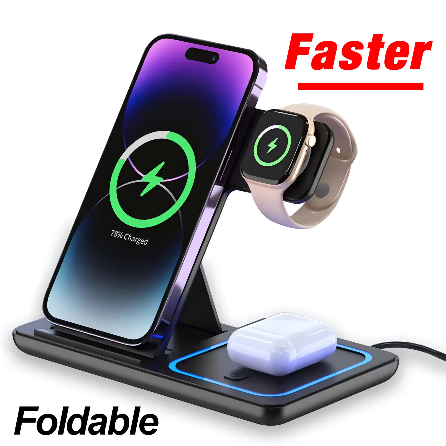 3-in-1 Foldable MagSafe Wireless Charging Station