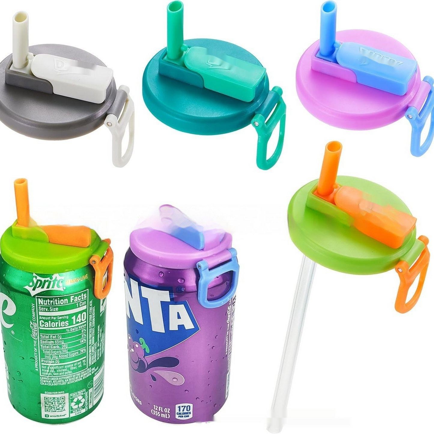 Portable Soda Can Silicone Straw Topper