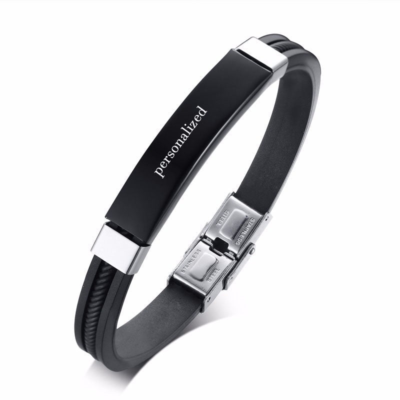 Stainless steel curved brand bracelet