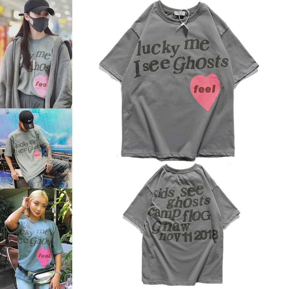 Kanye Kanye Music Festival Printed Love Half-Shirt