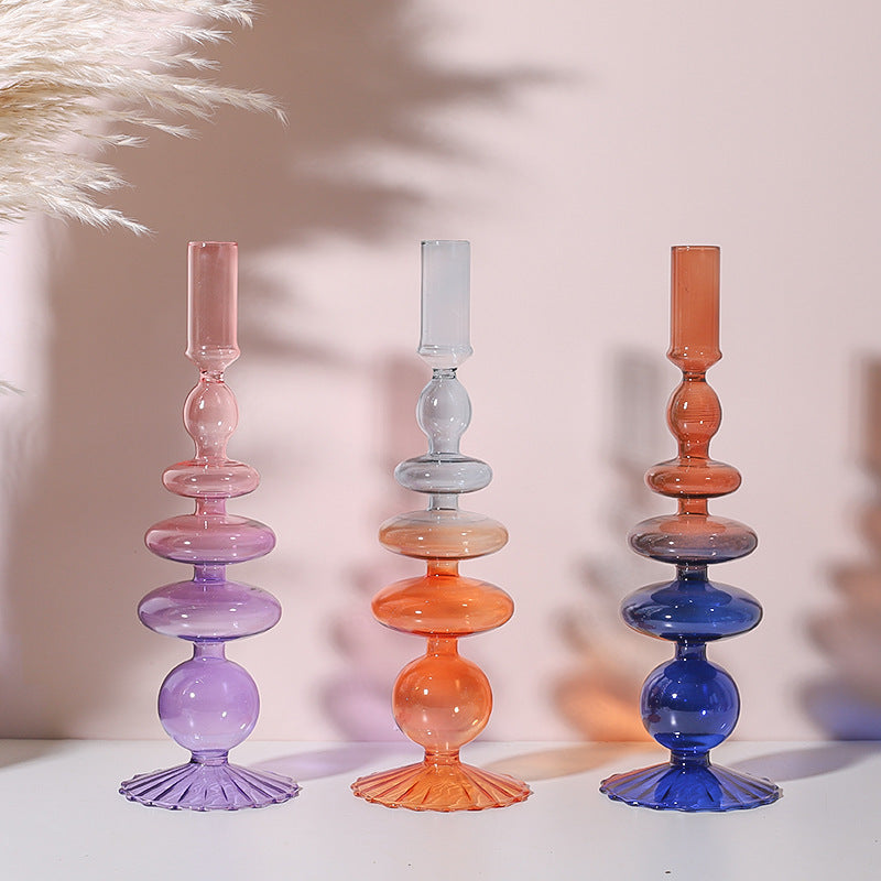 Creative Minimalist Glass Candlestick Vase Artifacts