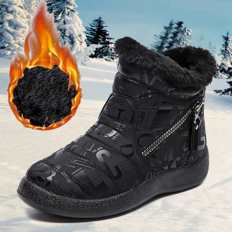 Plus-size short barrel double zipper lady ankle boot