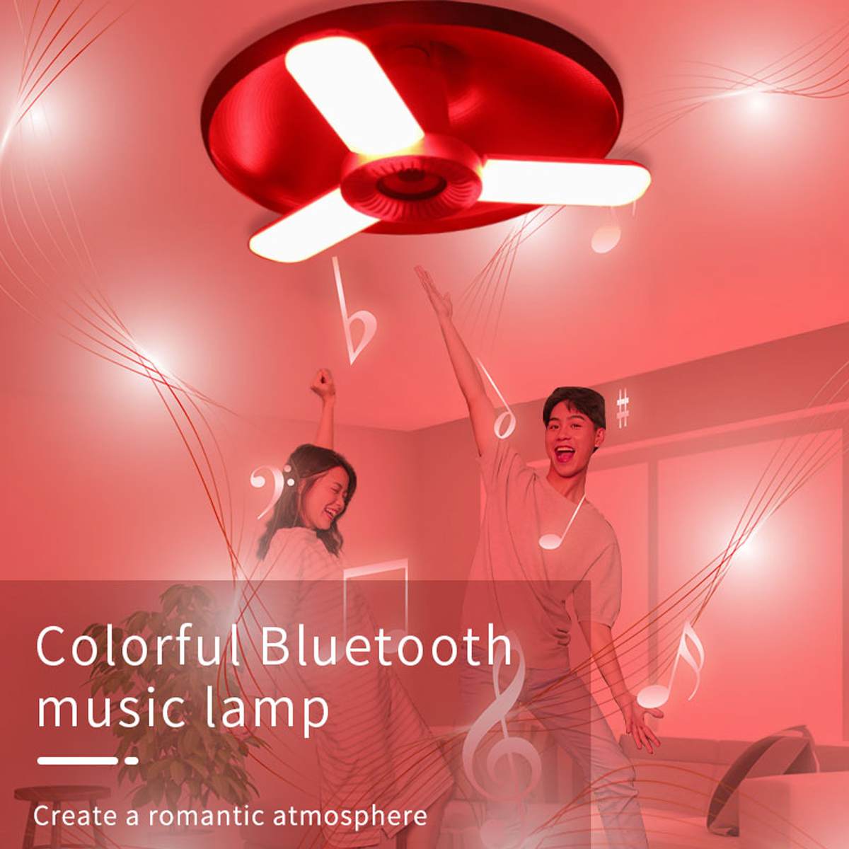 RGB three leaf folding Bluetooth music lamp
