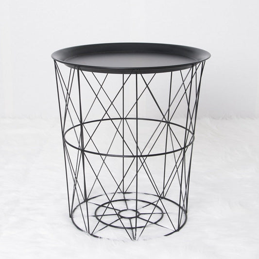 geometric metal bedside table simple storage basket