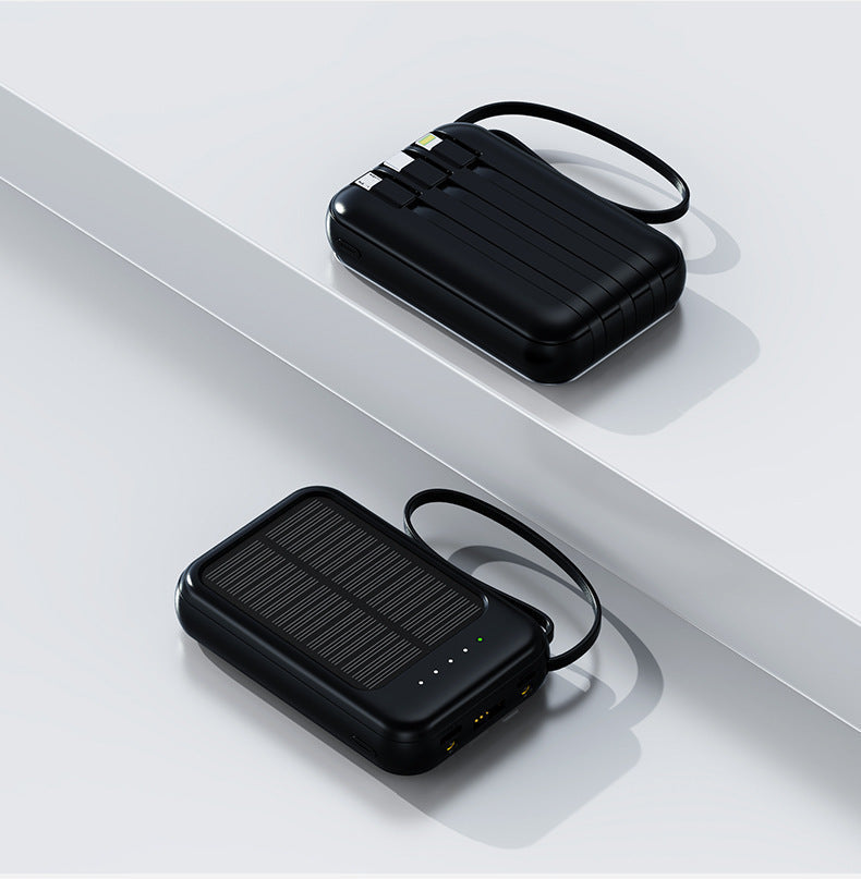 Solar Charging Unit With Cable Camping Portable Large Capacity Mobile Power Supply
