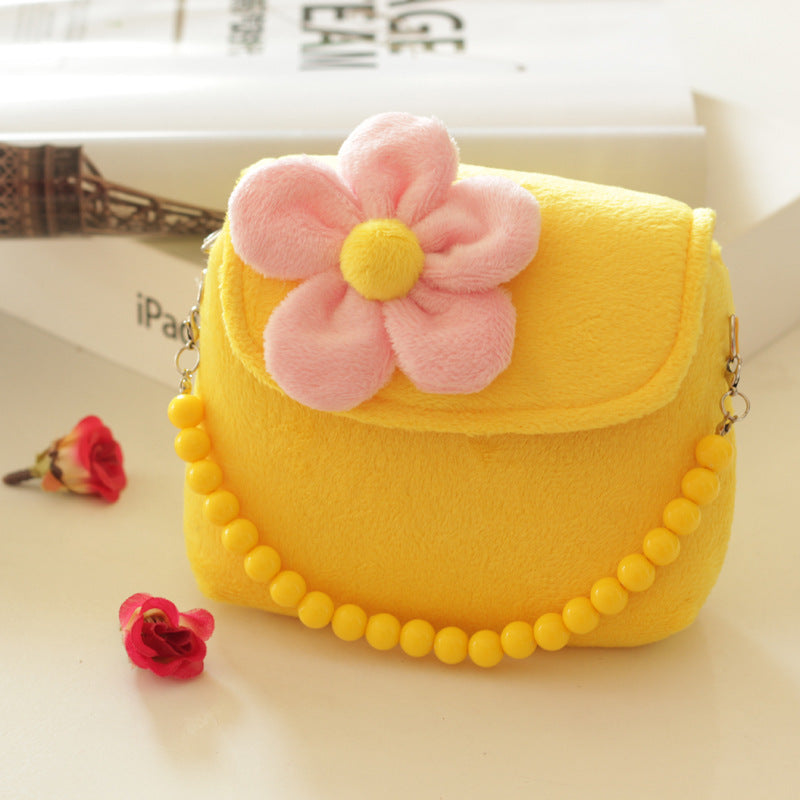 Children's bag children's messenger bag Girl's bead chain hand bag cute flower princess bag baby baby purse