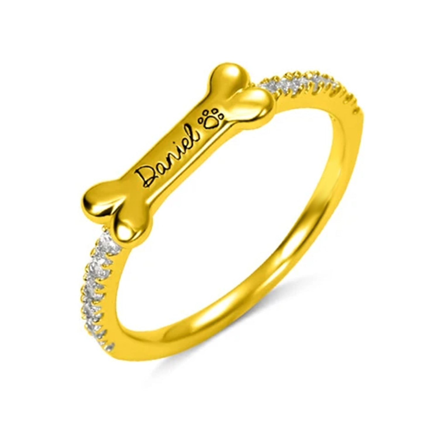 Personalized Pet Cat Ears Name Ring Fashion Jewelry