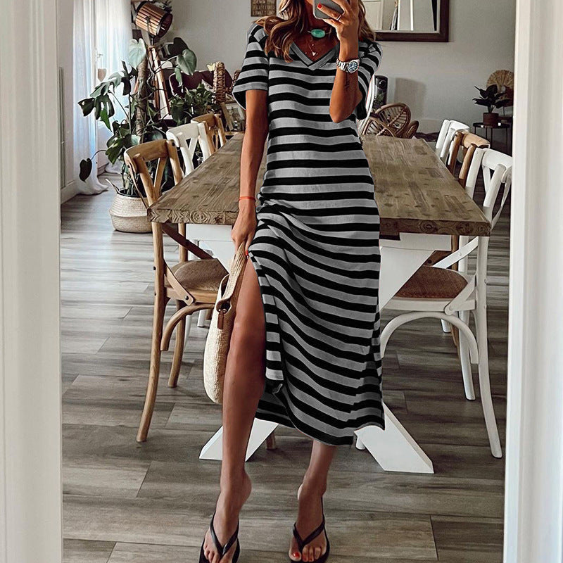 Women's Plus Size Printed Slit Loose Hem Dress