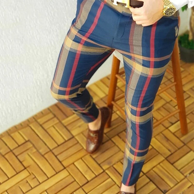 Men's New Multicolor Casual Check Pants