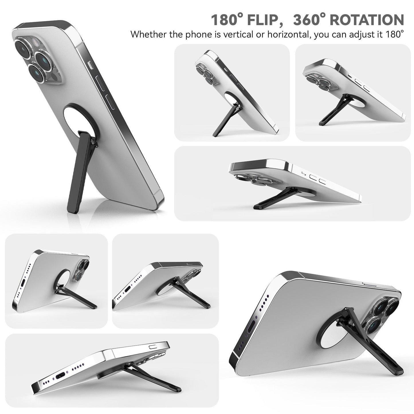 Aluminum Alloy Mobile Phone Bracket Horizontal And Vertical Available Rotating Decompression Back Paste Lollipop Small Mirror