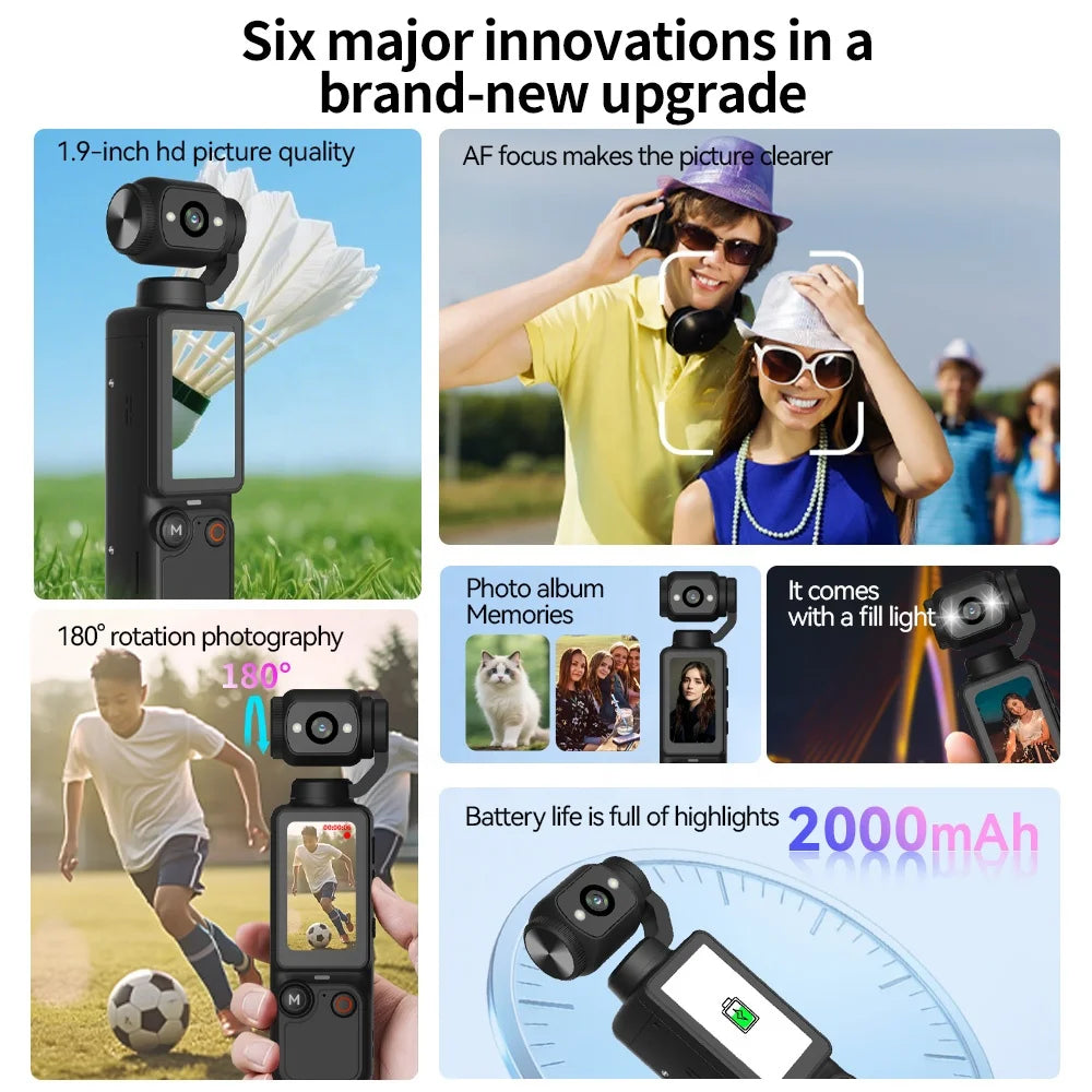 Wholesale 100W Pixel Handheld Digital Camera 1.9 Inch Screen 180° Rotatable Sports Camera 2000mAh Battery Photo Video Recorder