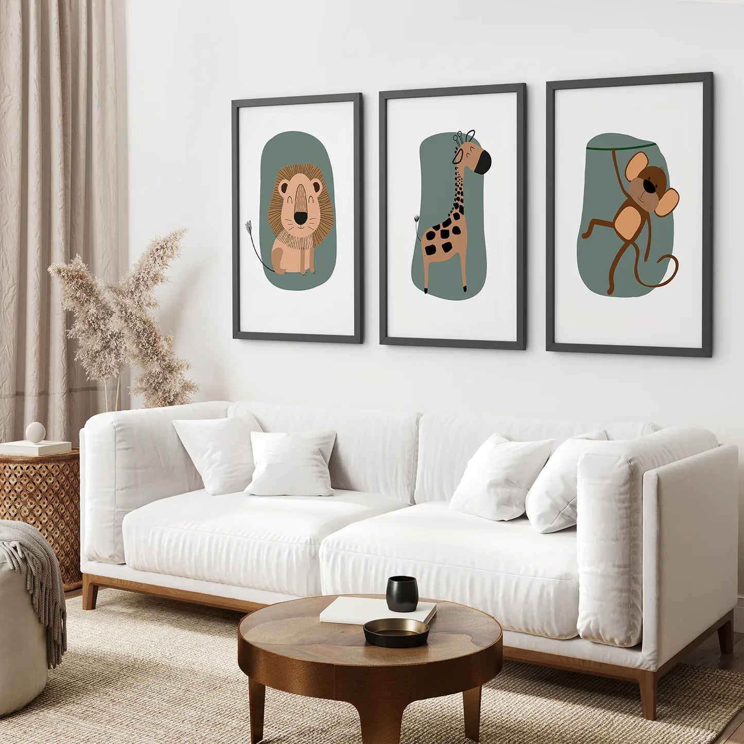 Cute Safari Baby Animals Set of 3 Art Prints