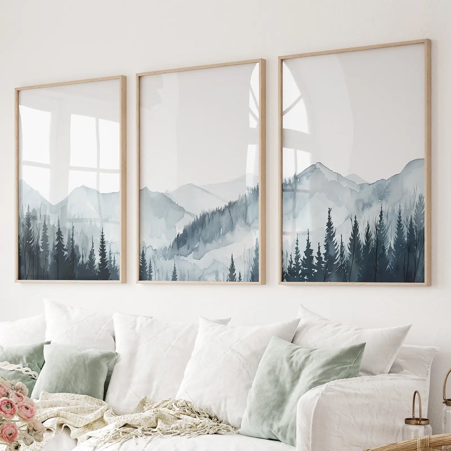 Watercolor Mountain Landscape Wall Art Posters