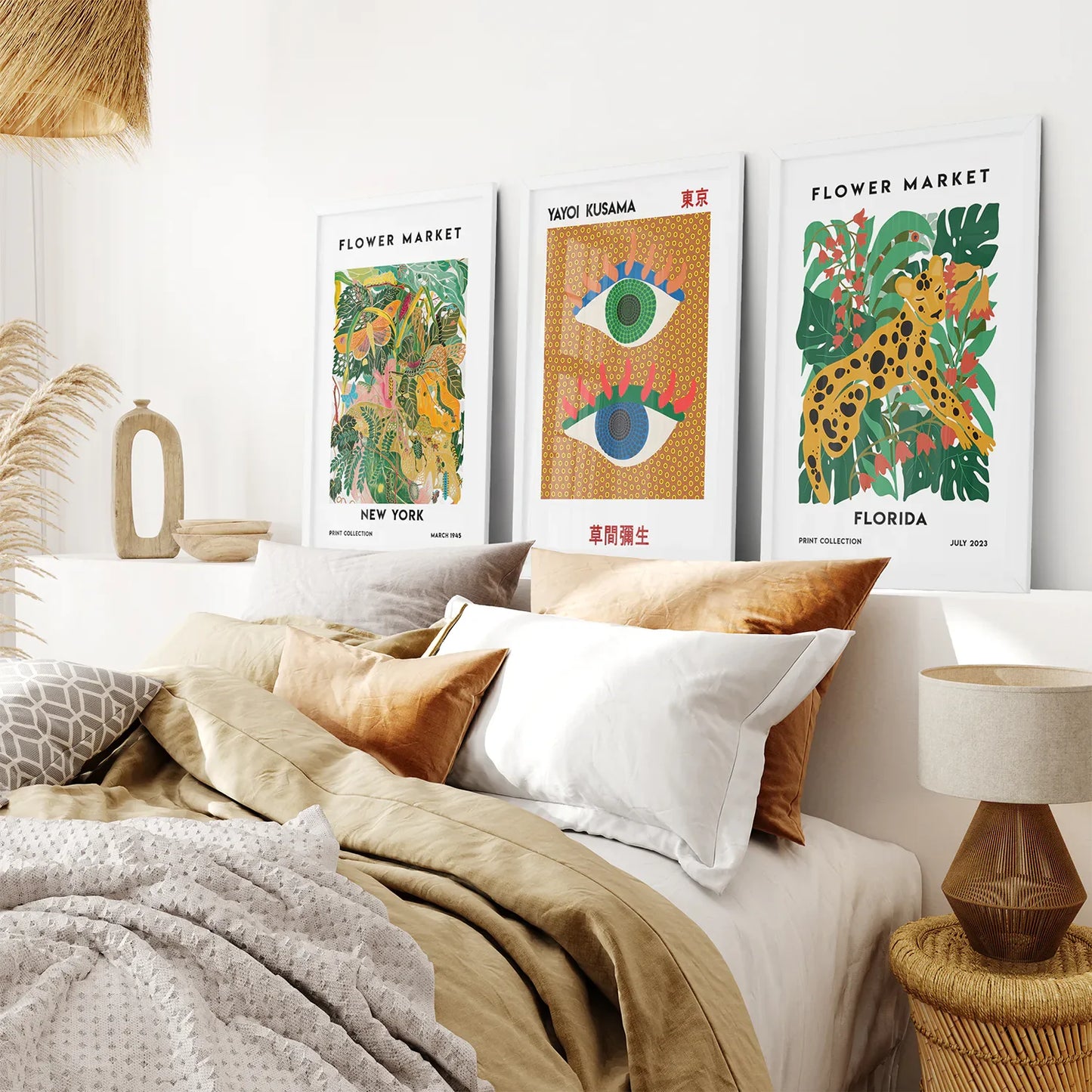 Modern Abstract Flower Marker Set of 3 Piece