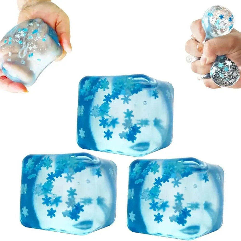 Squishy Ice Cube Fidget Toys, Stress Relief Ball for Adults Kids Anxiety, Sensory Toys for Autism ADHD, Easter Christmas Gift