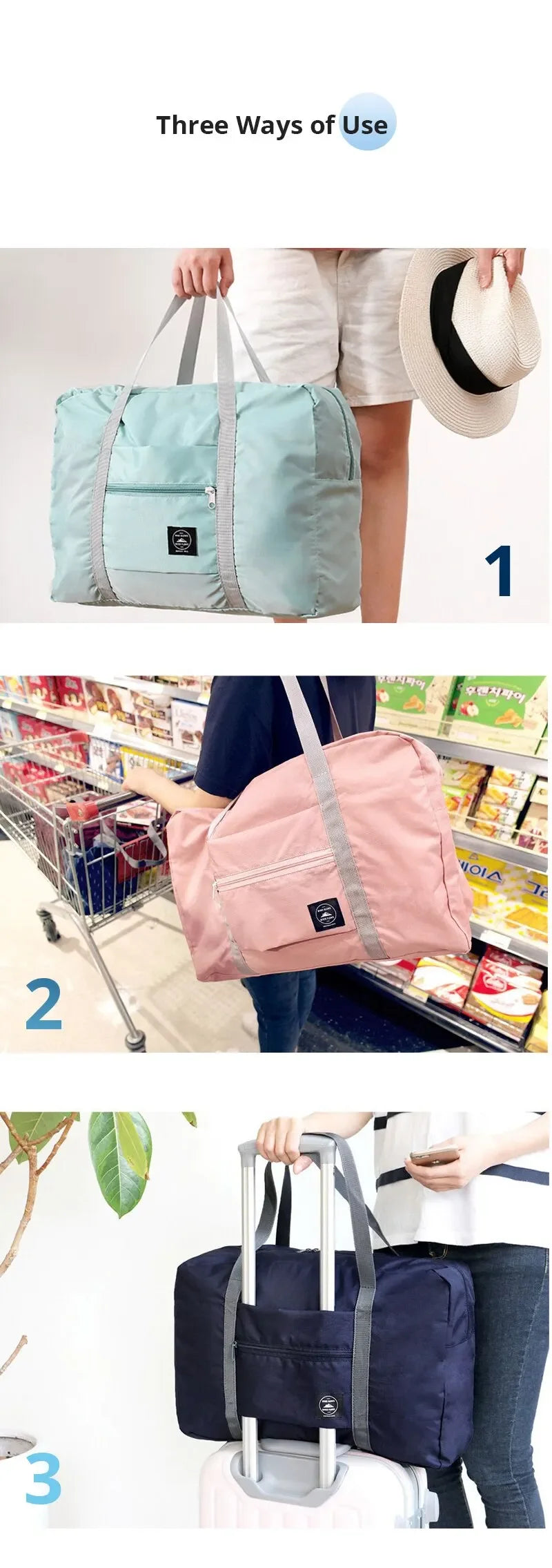 2-Pack Foldable Travel Duffel Bag — Carry On, Weekender & Gym Bag