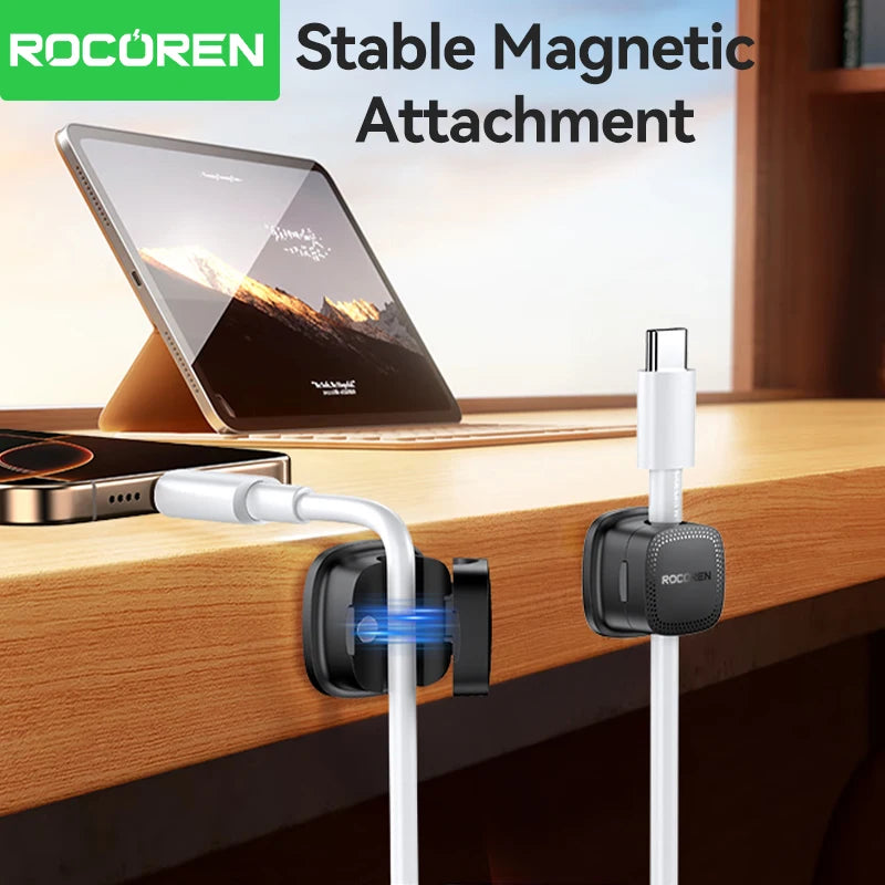 Magnetic Under-Desk Cable Management Organizer — 6 Pack for Home Office Desk Setup