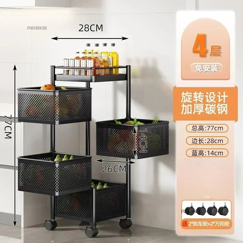 Rolling Kitchen Storage Cart with Wheels — Multi-Tier Organizer for Kitchen, Bathroom & Office