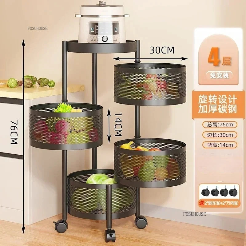 Rolling Kitchen Storage Cart with Wheels — Multi-Tier Organizer for Kitchen, Bathroom & Office