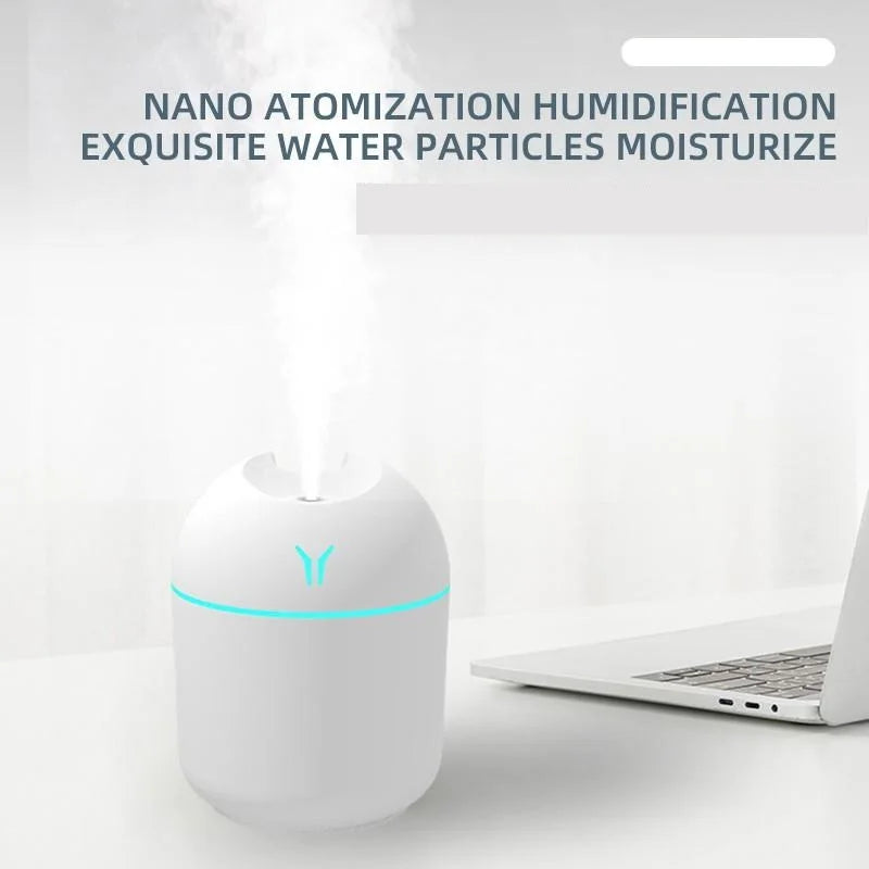 USB Mini Humidifier & Aroma Diffuser — 250ml Ultrasonic Mist Maker with Color-Changing LED Light