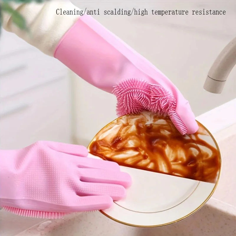 Reusable Silicone Scrubbing Gloves — Dishwashing & Household Cleaning Gloves