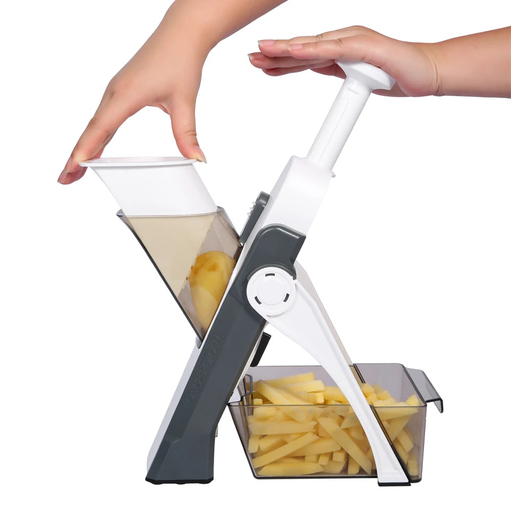 Multifunction Adjustable Mandoline Slicer — Vegetable & Fruit Shredder with Safety Guard
